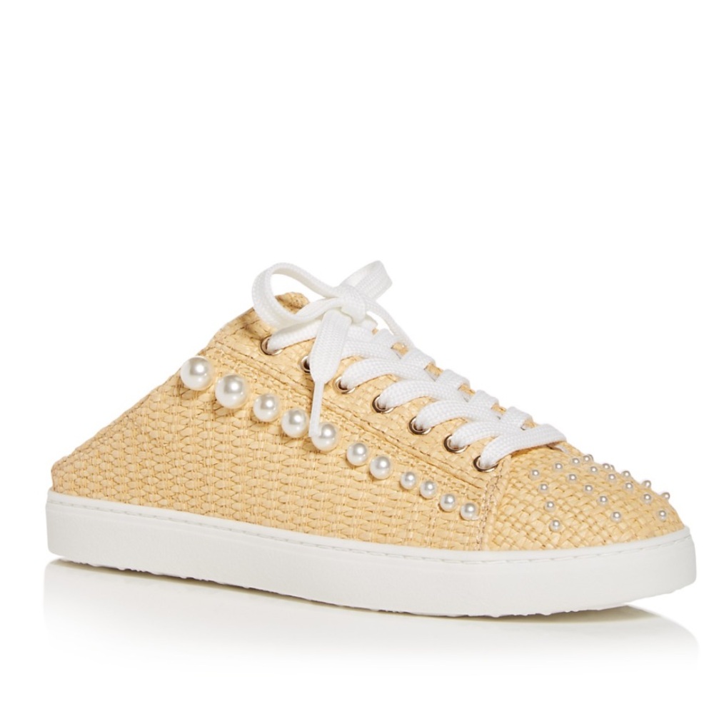 STUART WEITZMAN 37 (6.5) Goldie Woven Mule Sneakers. Raffia slip-on sneaker EUC